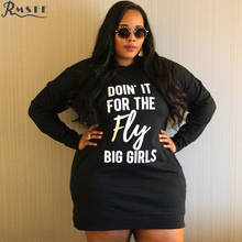 RMSFE 2021 European And American Women's Long Sleeve Hooded Sweater Letter Printing Fashion Casual Large Dress 2024 - buy cheap