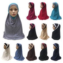 Turbante instantáneo de Amira Hijab musulmán para mujer, bufanda de hueso, gorro interior, bufanda Khimar, sombrero islámico Ninja, chal para envolver la cabeza, 2 piezas 2024 - compra barato