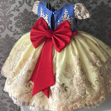 Gold wire Embroidered girls dress children Big bow backless kids dresses for girls party princess formal dresses girls  new year 2024 - buy cheap
