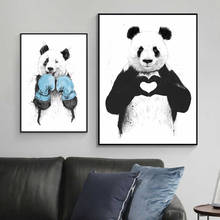 Детская комната Симпатичные животные Холст Картина принты панда сердце жест боксерская стена художественные плакаты детская картина для декора детской комнаты 2024 - купить недорого