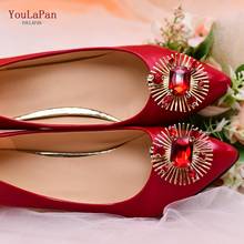 YouLaPan X45 1Pair Women High Heel Decoration Bridal Shoes Buckle Red Removable Rhinestone Shoe Clips Round Bridal Shoe Clips 2024 - buy cheap