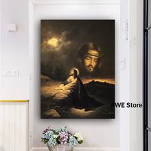 Картина маслом на холсте с изображением Иисуса в гетсемане, постеры и принты в скандинавском стиле, христианская Настенная картина для гостиной 2024 - купить недорого
