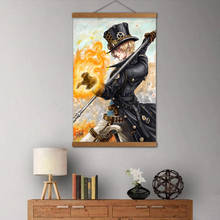 Uma peça sabo poster de anime tela impressões de pano madeira sólida enrolados pintura de parede arte para decoração do quarto 2024 - compre barato