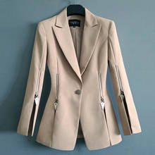 Long-sleeved terno primavera outono nova moda all-match curto jaqueta um botão qualidade ternos jaqueta preto das mulheres mais tamanho blazer 2024 - compre barato