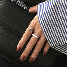 Anel de dedo para mulheres, acessório minimalista com ponteira aberta, de prata, simples, índice de cor, joias para presente 2024 - compre barato