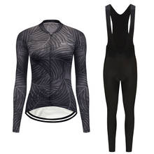 Ropa de ciclismo de manga larga con protección solar para mujer, conjunto de Jersey y peto para bicicleta de montaña, Kit de uniforme femenino, otoño, 2021 2024 - compra barato