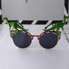 Gafas De Sol De cristal De dinosaurio hechas a mano para mujer, Estilo Vintage femeninos De anteojos De Sol, barrocas, Retro, para fiesta 2024 - compra barato