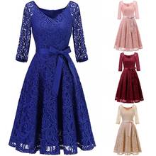 Evening Dress 2020 Royal Blue Lace Short Formal Gown Elegant A line V Neck Half Sleeve robe de soiree 2024 - buy cheap