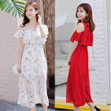 13 Colors Women Long Chiffon Floral Dress Summer 2022 Runway Fairy Korean Party Dress Boho Tropical Vintage Beach Vacation Dress 2024 - buy cheap