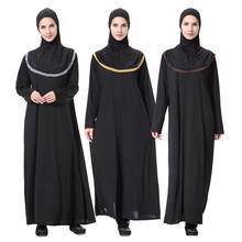Vestido de manga longa feminino dubai, vestido islâmico de manga longa + chapéu, roupa kaftan de oração árabe 2024 - compre barato