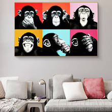 Абстрактная забавная обезьяна холст настенные картины художественные плакаты и принты животных граффити художественные картины для детской комнаты декор стен 2024 - купить недорого