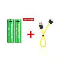 2PCS New 1.5v 3400mWh AA rechargeable battery USB AA rechargeable lithium battery with Micro USB cable for fast charging 2024 - buy cheap