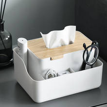 Desktop Tissue Storage Box With Wooden Cover Living Room Napkin Paper Towel Holder Home Office Remote Control Container 2024 - buy cheap