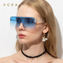 Óculos de sol feminino vcka, óculos escuros quadrados extragrandes de moda retrô com lente espelhada, sombra, para mulheres 2024 - compre barato