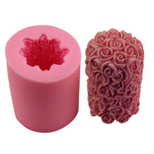 Moldes de silicona con forma cilíndrica de rosa, Bola de Rosa 3D, molde de aromaterapia para jabón y vela, herramienta de decoración artesanal de arcilla de resina 2024 - compra barato