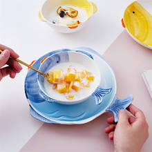 Европейская керамическая тарелка для ужина, домашняя чаша для завтрака, креативная десертная салатная тарелка, ручная роспись, мультяшная посуда в форме рыбы 2024 - купить недорого