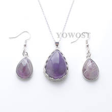 Amethysts Natural Stone Teardrop Shape Beads Earrings Dangle Pendant for Women Popular Jewellery Gift Necklace Chain 45cm QQ3093 2024 - buy cheap