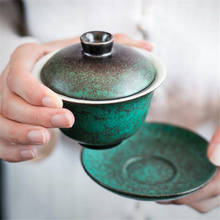 Ceramic Antique Kung Fu Gaiwan Craft Pottery Tea Cup Handmade Tureen Water Mug with Saucer and Lid Retro Tea Bowl Drinkware 2024 - buy cheap