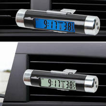 Relógio eletrônico para saída de ar de carro, clipe tipo lcd, combinação de temperatura, interior do carro, relógio eletrônico, acessórios de carro 2024 - compre barato