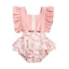 Ropa para bebé recién nacido, Pelele de algodón rosa Floral, mono sin mangas con Espalda descubierta, 0-24 meses, 2021 2024 - compra barato