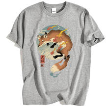 Fire fox-camiseta com estampa de rua ukiyo masculina, estilo hip hop, moda masculina, tecido respirável, blusa de verão 2024 - compre barato
