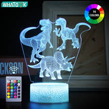 Luminária de mesa com led dinossauro 3d, luz noturna com toque remoto para decoração de bebês, crianças, aniversário, feriado, menina ou amigo 2024 - compre barato
