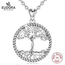 EUDORA 925 Sterling Silver Tree of Life Pendant Necklace Solid silver Tree Leaf & Goddess Necklace Vintage Jewelry with Box D475 2024 - buy cheap