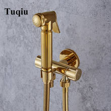 Vidric Bidet Faucet Set Wall Mounted Brass Bidet Faucet Toilet Sprayer Tap Gold Bathroom Mop Cleaning Faucet ,Hose+Holder+Spraye 2024 - buy cheap