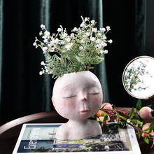 Cabeça humana nordic vaso vaso de flores forma boneca escultura resina retrato vaso de flores arte casa decoração suculentas cabeça forma vaso 2024 - compre barato