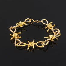 Hip Hop Jewelry Iced Out Thorns Bracelet Punk Thorns Cuban Chain Crystal Bracelets Bangles for Men Women Jewelry 2024 - buy cheap