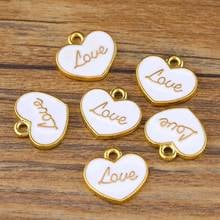 20pcs/lot 15mm Zinc Alloy Enamel Heart Charms Jewelry Making Pendant For Women Kids Bracelet Necklace DIY Jewelry Findings 2024 - buy cheap