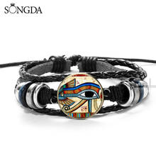 Ancient God Horus Eye Bracelet Egyptian Retro Evil Eye Glass Dome Photo Handcraft Woven Beaded Bracelet Talisman Wristband 2024 - buy cheap