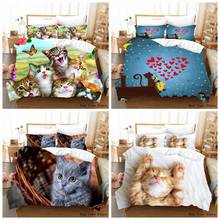 Comforter Bedding Sets Cute Cats and Butterfly Printing Bed cover 135*200cm Size Duvet cover Quilt 2/3 Piece kids Home Decor 2024 - buy cheap