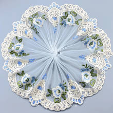 2 jardas azul marfim malha bordado tecido aplique flores para vestido de casamento tule costura rendas acessórios de vestuário 2024 - compre barato