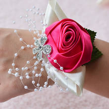 Wedding Prom Corsage Bride Wrist Corsages Flower Pearl Bracelet Handmade Wrist Flower Bridesmaid Hand Flowers 2024 - buy cheap