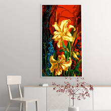 GATYZTORY-pintura por números de lirio, cuadro de flores sobre lienzo de arte de gran tamaño para sala de estar, 60x120cm 2024 - compra barato