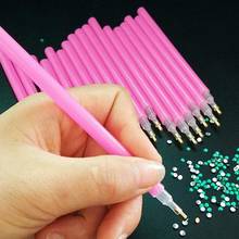 10pc rosa prego arte strass escolher ferramentas pontilhar escova lápis caneta conjunto 2024 - compre barato