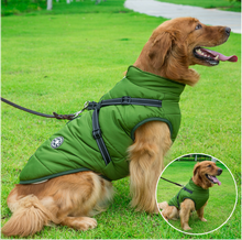 Grande casaco de cão de estimação com arnês inverno quente roupas para cães labrador à prova dlabágua grande casaco de cão chihuahua bulldog francês outfits 2024 - compre barato