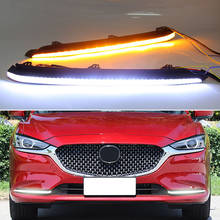 DNO светодиодсветодиодный дневные ходовые фары для Mazda 6 2020 2021, динамические дневные огни, желтый сигнал поворота, Автомобильные дневные ходовые огни 2024 - купить недорого