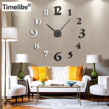 2019 mais recente modelo diy relógios de parede 3d diy acrílico eva espelho adesivos decoração para casa sala quartzo agulha relógio parede 2024 - compre barato