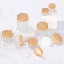 5pcs 5/10/15/20/30/50/100g Frosted Glass Bottle Plastic Bamboo Lid Glass Jar Empty Bottle Cream Jar Cosmetic Packaging Container 2024 - buy cheap
