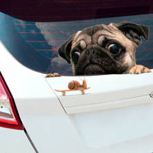 Автомобильная наклейка для ноутбука, 3D часы с изображением мопса, собак, улитки, наклейка на окно автомобиля, милый щенок 2024 - купить недорого