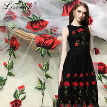 1meter High-grade bilateral positioning mesh lace three-dimensional embroidery rose lace fabric diy dress skirt clothing materi 2024 - buy cheap