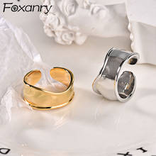 Foxanry 925 Stamp Gold Plated Rings for Women Vintage Terndy Wave Geometric Width anillos Party Classic Jewelry Gifts 2024 - buy cheap