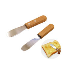 1pc mini spreader manteiga queijo slicer faca espátula de aço inoxidável cozinha ferramenta com alça de madeira 2024 - compre barato