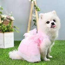 Vestido de perro de peluche, falda de boda con lazo, decoración de cuello redondo de poliéster, Adorable, vestido de princesa para mascota para fiesta 2024 - compra barato