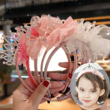 pink Tulle Bowknot bow Hair Band Rhinestone Crown Patch Headband For Girls/Kids High Quality Headwear Hairbands Hair Accessories 2024 - buy cheap