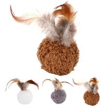 1pc Cat Plush Ball Toy Creative Faux Feather Decor Cat Training Toy Cat Interactive Toys Pet Supplies Cat Favors 2024 - buy cheap