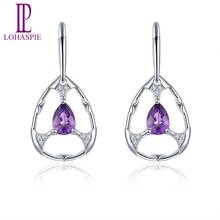 LP-pendientes de oro blanco 585 y amatista Natural para mujer, joyería de Diamante Real sólido, 14K, Gema con caja de joyería 2024 - compra barato