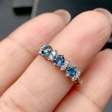 Кольцо из натурального Лондона с голубым топазом, кольцо из стерлингового серебра S925 пробы, простое популярное ювелирное изделие с голубыми драгоценными камнями, Женское кольцо 2024 - купить недорого
